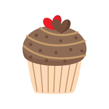 PNG illustration of cute chocolate cupcake isolated on transparent background.