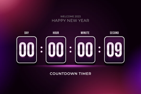 Countdown timer count day hour minute and second, dark purple backround style