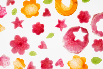 color vegetables on the white background