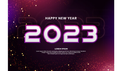 Happy new year 2023 editable text effect dark purple backround style
