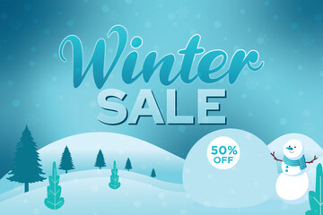 Fototapeta na wymiar Winter sale banner up to 50 Percent off Vector Illustration