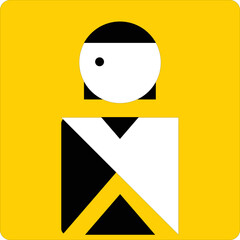 Simple girl design art vector with yellow background