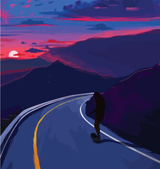 A person on the road art vector
