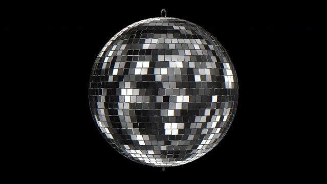 Disco Mirror Ball Spinning . Seamless Loop-able Animation with Alpha Matte.