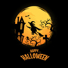 hallowen and witch in the moon