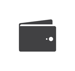 Wallet flat icon. Wallet icon vector isolated black and white background.