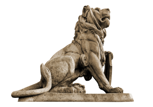 Stone sculpture of a noble and regal lion