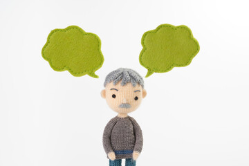 あみぐるみ人形　吹き出し白背景