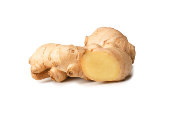 Ginger root isolated on white background.