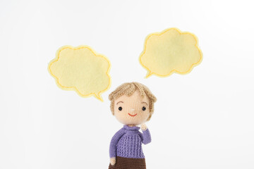 あみぐるみ人形　吹き出し白背景