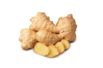 Ginger root isolated on white background.