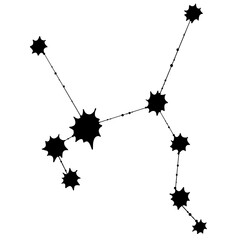  Celestial lineart. Black Star constellation in a flat vector style. Celestial outline illustration. Astrology, astronomy, tarot cards design.