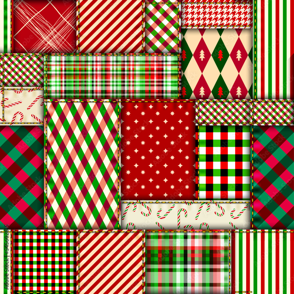 Poster Patchwork textile pattern. Seamless quilting design background.