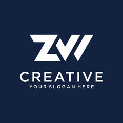 ZW Letter Logo Design Template - obrazy, fototapety, plakaty