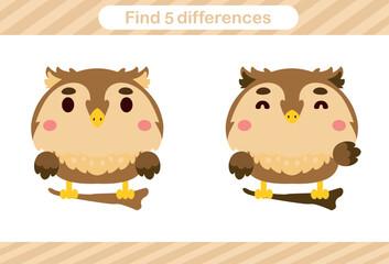 Find five differences of animal Education game for kids