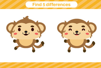 Find five differences of animal Education game for kids