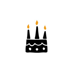 cake and candles, Hand drawn vector icon illustration