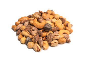  A group of almonds, pistachios, walnuts, macadamia, cashews.