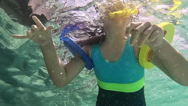 Child Underwater Sport. Summer Water Vacation
