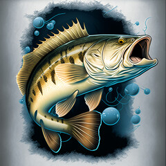Fish bass vector for design or logo. Generative AI - obrazy, fototapety, plakaty