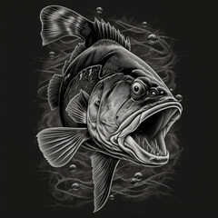 Fish bass vector for design or logo. Generative AI - obrazy, fototapety, plakaty
