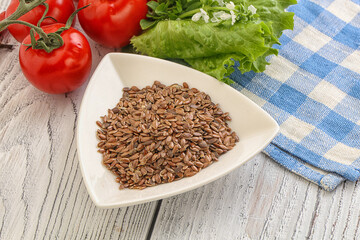 Dry Raw flax seed in the bowl