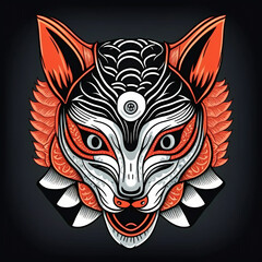 Obraz premium Japanese kitsune mask vector. Generative AI