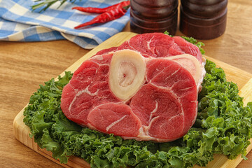 Raw ossobuco beef meat for cooking