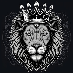 Lion with crown vector. Generative AI