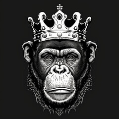 Chimpanzee with crown vector. Generative AI
