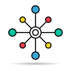 Multichannel digital design shadow icon, omnichannel flat web symbol, internet vector illustration