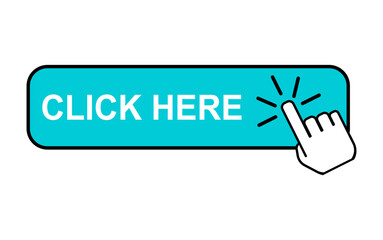 Click here web button, internet flat pointer design, press link vector illustration