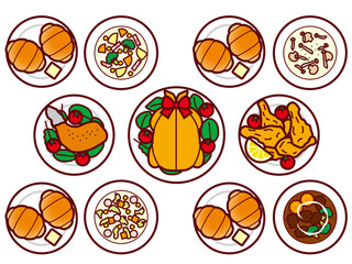 バターロールとシチューとチキン