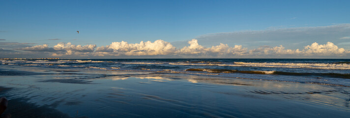 Sunset with clouds on the beach of La Patacona (Valencia-Spain)