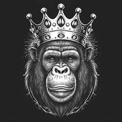 Orangutan with crown vector for design or logo. Generative AI