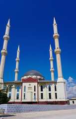Fototapeta na wymiar Mosque on the backdrop of the blue sky, Turkey