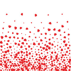 Violet Heart Background White Vector. Color Pattern Confetti. Fond Drop Backdrop. Red Heart Celebration Illustration. Tender Rain Frame.