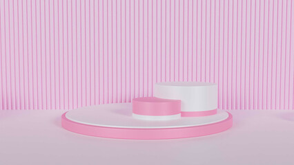 3d rendering podium display with pink background color