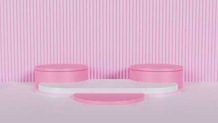 3d rendering podium display with pink background color