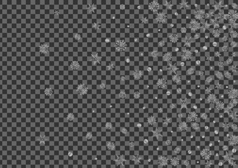 Grey Dot Background Transparent Vector. Confetti Shine Pattern. Silver Snow Wintry. Luminous Isolated Illustration.