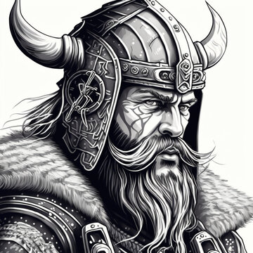Viking warrior vector, logo. Generative AI