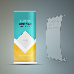 Roll up banner squares theme green color