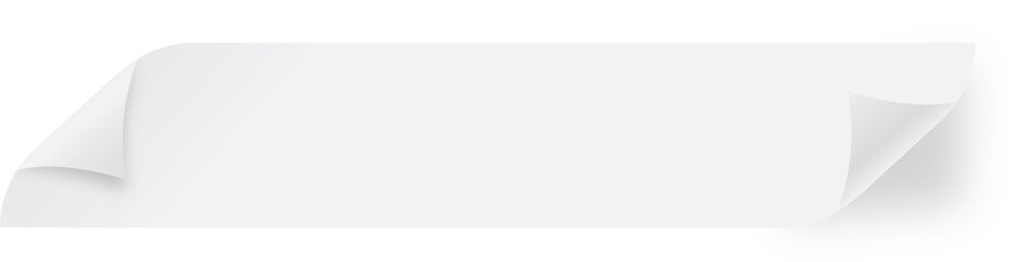 Realistic white ribbon illustration. Ribbon with wrinkles corners.