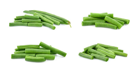 Green beans isolated on white background.