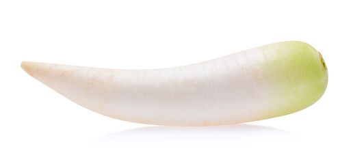 White radish isolated on white background