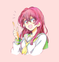 指をさす女子生徒