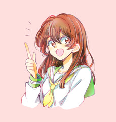 指をさす女子生徒