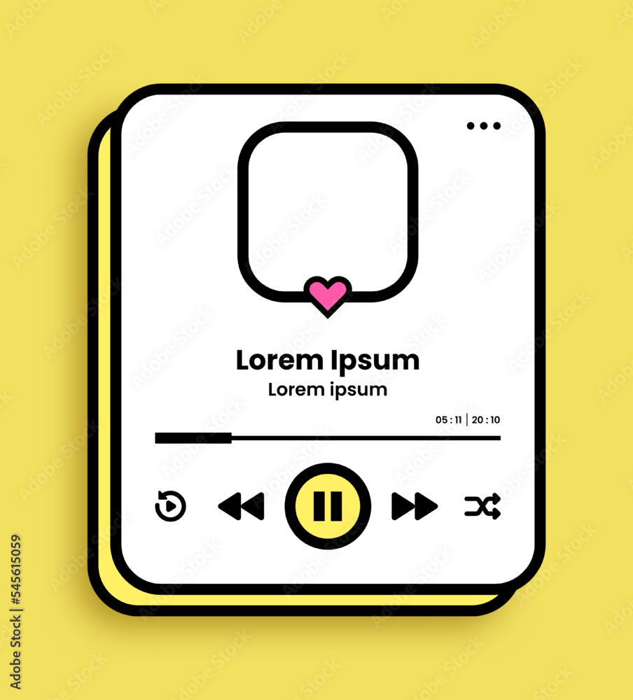 Poster audio player interface in nostalgic design style. multimedia application editable mockup.