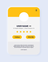 Freelance user profile illustration in neomorphic design style. User interface element.