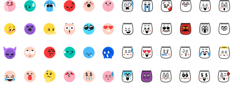 emoticons set . popular emoji face for social network - tiktok emojis set for social media reactions - emoticon collection of the tiktok app - cute smiley emoticons